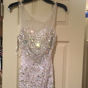 Short open back with bow homecoming dress